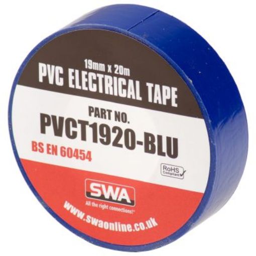 Picture of SWA PVCT1920-BLU Electrical Tape Blue PVC