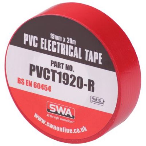 Picture of SWA PVCT1920-R Electrical Tape Red PVC