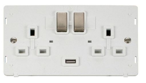 Picture of Click SIN570PWBS Ingot Socket Inter 2 Gang and USB