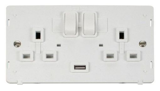 Picture of Click SIN770PW Switched Socket Inter 2 Gang and USB