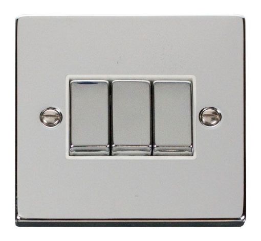 Picture of Click VPCH413WH Plateswitch 3G 2W 10A Polished Chrome