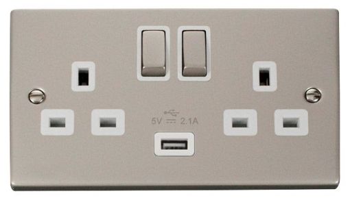 Picture of Click VPPN570WH Socket 2 Gang Switched and USB 13A
