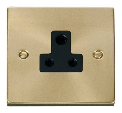 Picture of Click VPSB038BK Socket 1 Gang Unswitched 5A Satin Brass