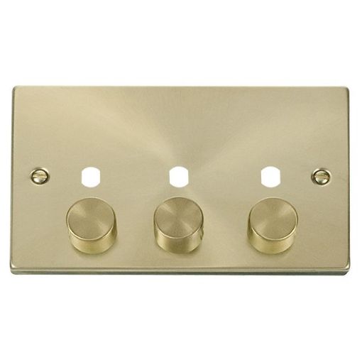 Picture of Click VPSB153PL Front Plate 2 G Dimmer 3Module Satin Brass
