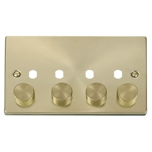 Picture of Click VPSB154PL Front Plate 2 G Dimmer 3Module Satin Brass