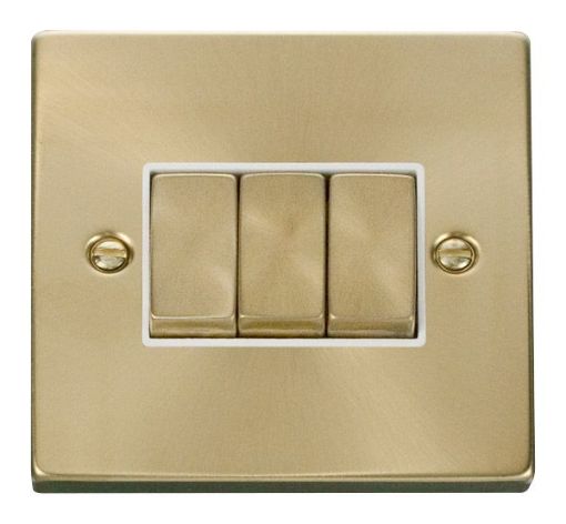 Picture of Click VPSB413WH Plateswitch 3G 2W 10A Satin Brass