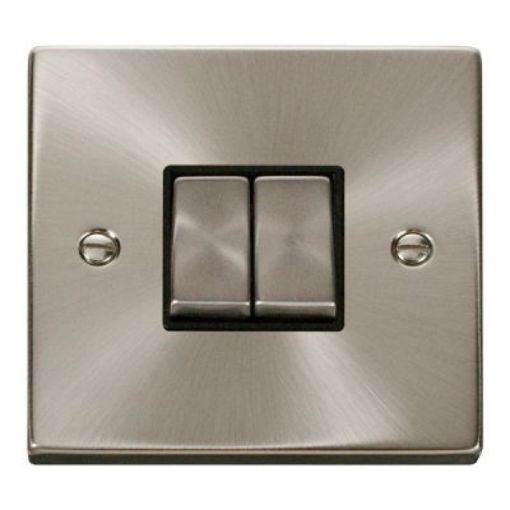 Picture of Click VPSC412BK Plateswitch 2 Gang 2W 10A Satin Chrome