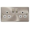 Picture of Scolmore - Click Deco 13A DP 2 Gang Switched Socket Metal / White Insert Satin Chrome