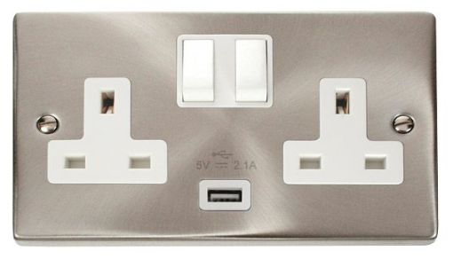 Picture of Click VPSC770WH Socket 2 Gang Switched and USB 13A