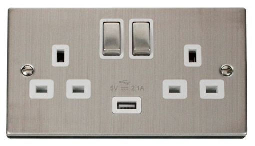 Picture of Click VPSS570WH Socket 2 Gang Switched and USB 13A