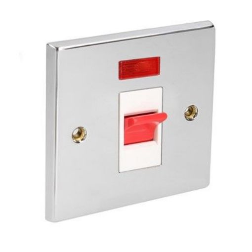 Picture of CED Switch Double Pole 45amp Single Size Plate With Neon Chrome White Inserts