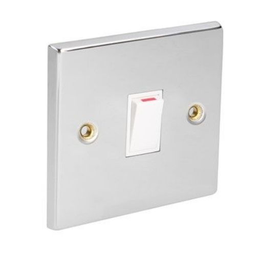 Picture of CED Switch 20amp Double Pole Chrome White Inserts