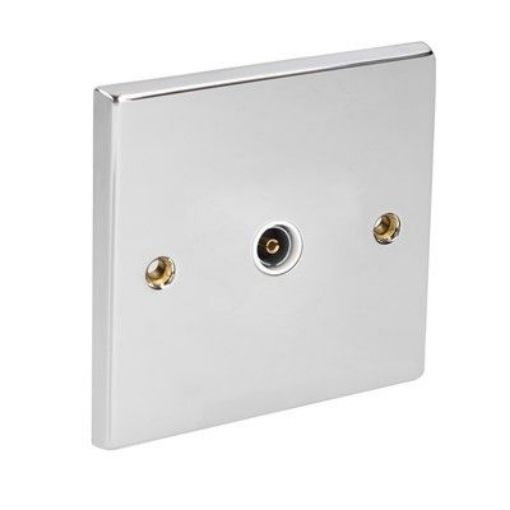 Picture of CED TV Outlet Single Chrome White Inserts