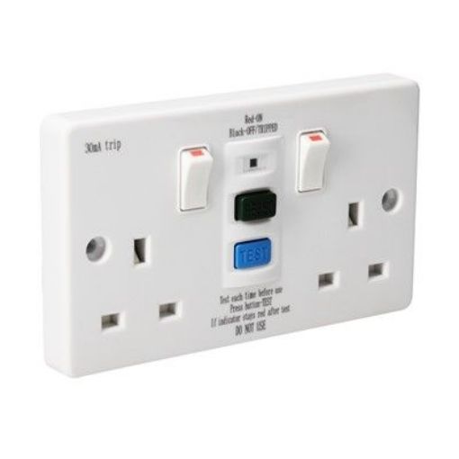 Picture of RCD Twin Socket Switched 13A 30mA White