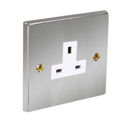 Picture of CED Unswitched Single Socket Satin Chrome White Inserts