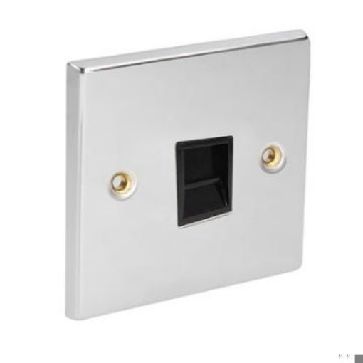 Picture of CED Cat 5 1 Gang Socket Outlet Chrome Black Inserts