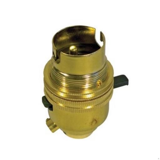 Picture of CED 1/2" Threaded Brass Switched Lampholder B22(bc) - (gp091) Pb12rt