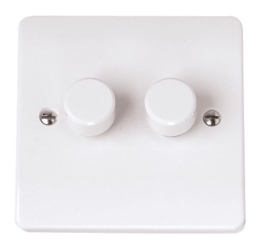 Picture of PlusSwitch 2 Gang 2 Ways 100W Rotary Dimmer - White