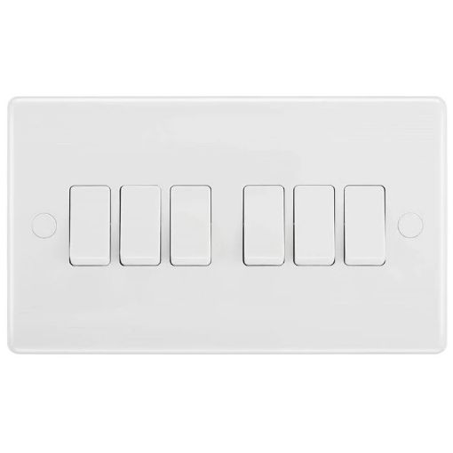 Picture of PlusSwitch 6 Gang 2 Ways 10A Switch - White