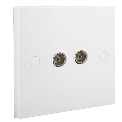Picture of PlusSwitch 2 Gang Television Co-Axial Socket - White