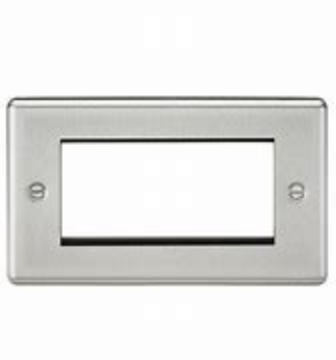Picture of Knightsbridge Round Edge 4G Modular Faceplate - Brushed Chrome