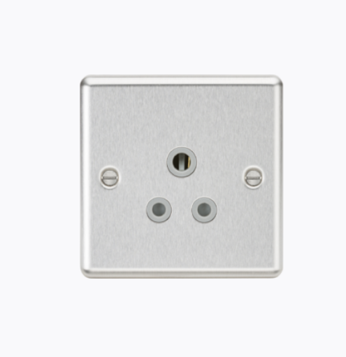 Picture of Knightsbridge Round Edge 5A Unswitched Socket - Brushed Chrome Finish with Grey Insert