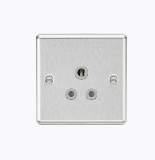 Picture of Knightsbridge Round Edge 5A Unswitched Socket - Brushed Chrome Finish with White Insert