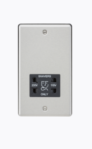 Picture of Knightsbridge Round Edge 115/230V Dual Voltage Shaver Socket - Brushed Chrome with Black Insert