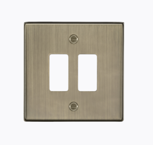 Picture of Knightsbridge Flat Plate 2G Grid Faceplate - Antique Brass