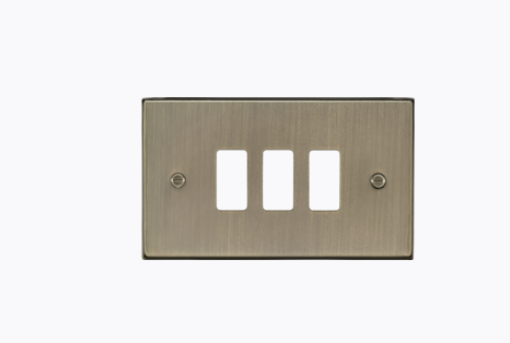 Picture of Knightsbridge Flat Plate 3G Grid Faceplate - Antique Brass