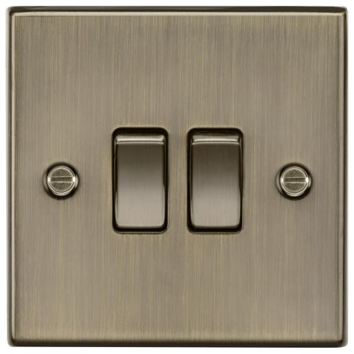 Picture of Knightsbridge Square Edge 10AX 2G 2-way Plate Switch - Antique Brass