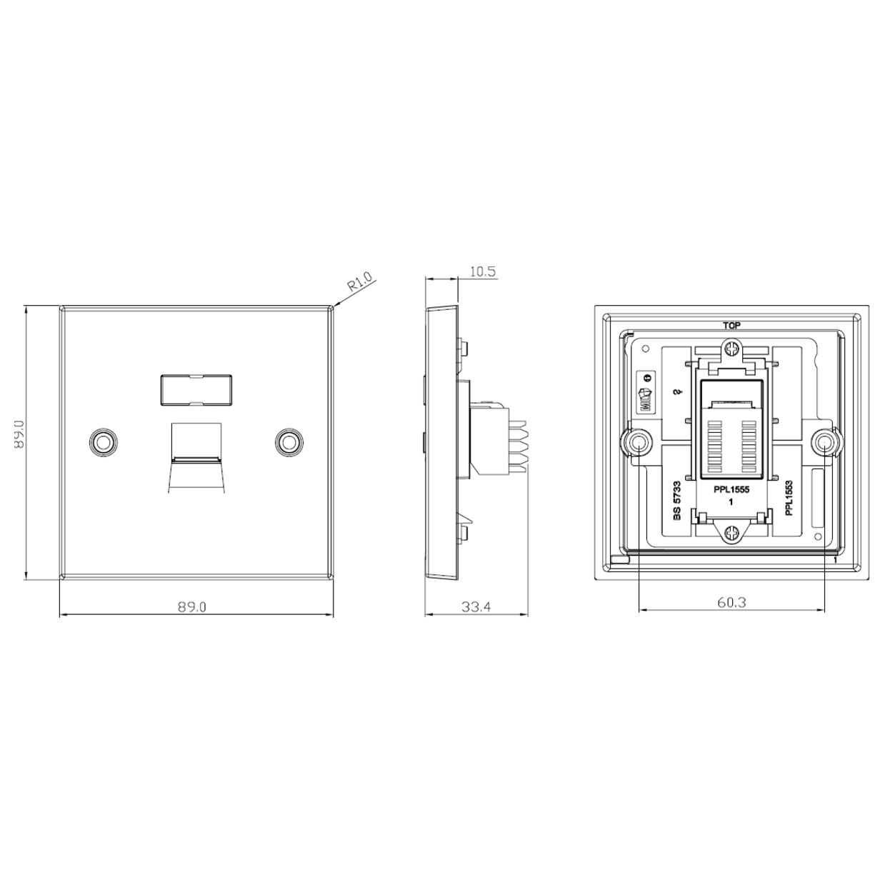 Knightsbridge Square Edge RJ45 Network Outlet - Antique Brass | new.ie ...