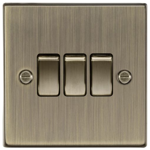 Picture of Knightsbridge Square Edge 10AX 3G 2-way Plate Switch - Square Edge Antique Brass