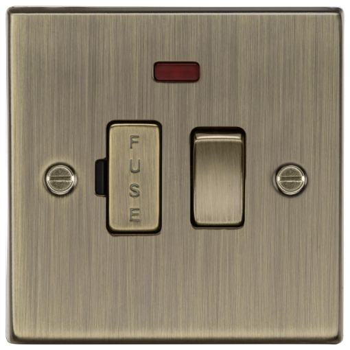 Picture of Knightsbridge Square Edge 13A Switched Fused Spur Unit with Neon - Antique Brass