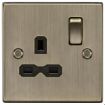 Picture of Knightsbridge Square Edge 13A 1G Double Pole Switched Socket - Antique Brass with Black Insert