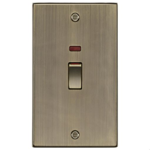 Picture of Knightsbridge Square Edge 45A Double Pole switch with neon (2G size) - Antique Brass