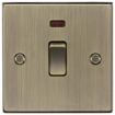 Picture of Knightsbridge Square Edge 20A 1G Double Pole Switch with Neon - Antique Brass