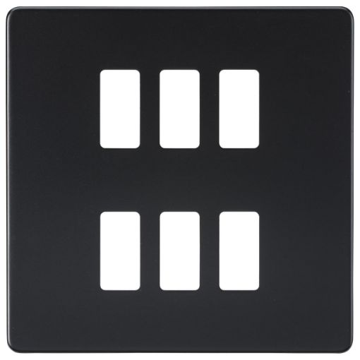 Picture of Knightsbridge Screwless Screwless 6G grid faceplate - matt black