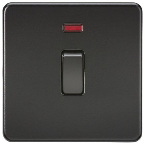 Picture of Knightsbridge Screwless 20A 1G Double Pole Switch with Neon - Matt Black