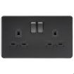 Picture of Knightsbridge Screwless 13A 2G Double Pole Switched Socket with Twin Earths - Matt Black with Black insert