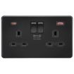 Picture of Knightsbridge Screwless 13A 2G Double Pole Switched Socket with Dual USB A+C 20V DC 2.25A (Max. 45W) - Matt Black with Black Insert