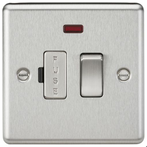 Picture of Knightsbridge Round Edge 13A Switched Fused Spur Unit with Neon - Brushed Chrome