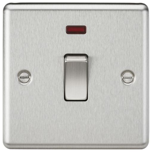 Picture of Knightsbridge Round Edge 20A 1G Double Pole Switch with Neon - Brushed Chrome