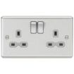 Picture of Knightsbridge Round Edge 13A 2G Double Pole Switched Socket with Twin Earths - Brushed Chrome with Grey Insert
