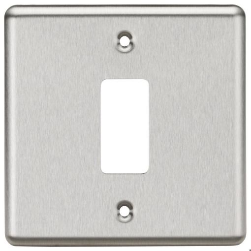 Picture of Knightsbridge Round Edge 1G Grid Faceplate - Rounded Edge Brushed Chrome