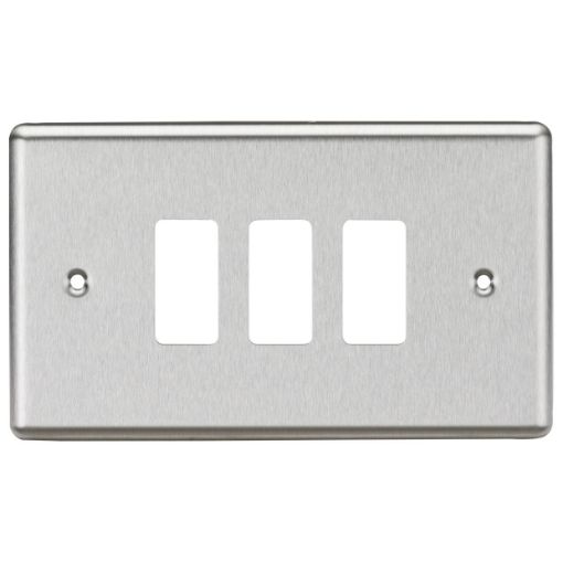 Picture of Knightsbridge Round Edge 3G Grid Faceplate - Rounded Edge Brushed Chrome