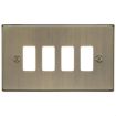 Picture of Knightsbridge Flat Plate 4G Grid Faceplate - Antique Brass