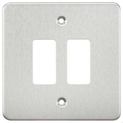 Picture of Knightsbridge Flat Plate 2G grid faceplate - Brushed chrome