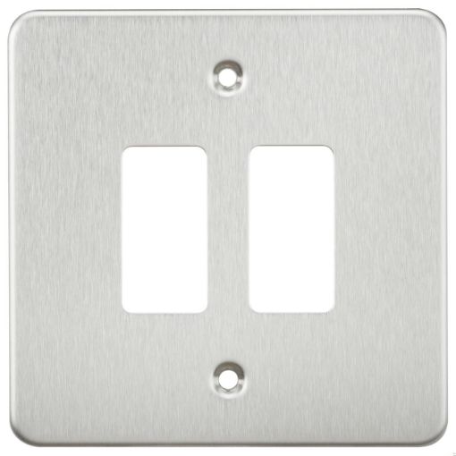 Picture of Knightsbridge Flat Plate 2G grid faceplate - Brushed chrome