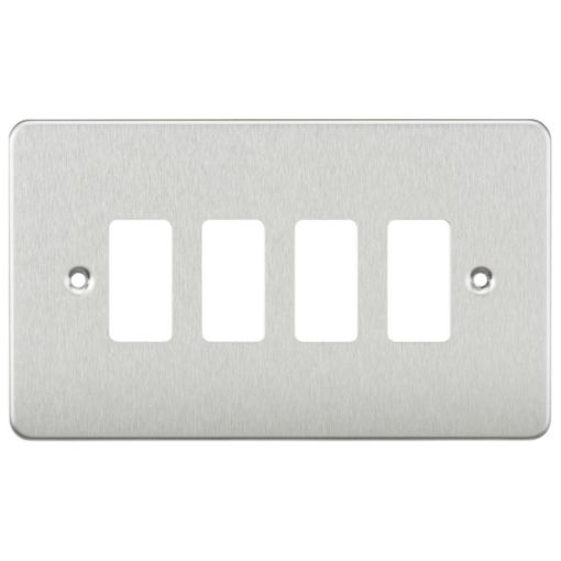 Picture of Knightsbridge Flat Plate 4G grid faceplate - Brushed chrome
